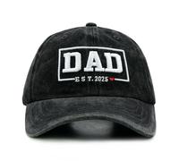 New Dad Est 2025 Hat, First Time Father Gifts, Adjustable 1st Daddy Baseball Cap, Fathers Day Birthday Gifts for Papa Husband Black