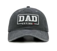 New Dad Est 2025 Hat, First Time Father Gifts, Adjustable 1st Daddy Baseball Cap, Fathers Day Birthday Gifts for Papa Husband Grey