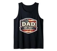 New Dad Est 2027 Patriotic American Flag Father Established Tank Top