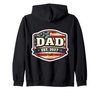 New Dad Est 2027 Patriotic American Flag Father Established Zip Hoodie