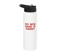 New Dad Father Pregnancy Announcement My New Name is Daddy Stainless Steel Insulated Water Bottle