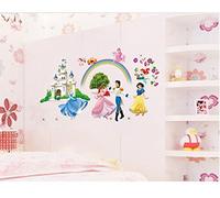 ***New***Dancing Princesses Sleeping Beauty Rainbow Royal Castle Prince on Horseback Wall Sticker Mural Colorful Large Art Deco Home Wall Decor Decoration Sticker Decals Beautiful Baby Room