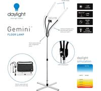 Daylight Company Gemini Floor Lamp, 2 Strobe Lamp, 4 Brightness Levels, Social Media, Nails, Salon, Beauty, Office and Much More - 4,500 LUX - 1,400 Lumen, Silver