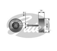 GATES T36538 Deflection / Guide Pulley, v-ribbed belt