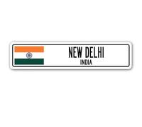 NEW DELHI INDIA Street Sign Indian flag city country road wall gift