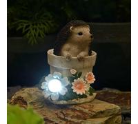 New Delightful Cream Solar Powered Hedgehog Ornament With wWhite LED Ligh Adds Character And Charm To Your Garden Animal Figurine Outdoor Statue Garden Decor Gift -A86