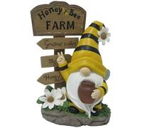 New Delightful Ornament Honey Bee Farm Sign With Warm white solar Light Whimsical Gonk design For Garden Decor