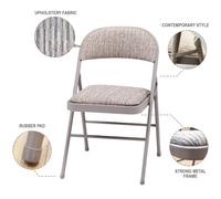 NEW DELUXE FOLDING OFFICE BACK REST CHAIR STRONG STEEL METAL FRAME FABRIC PADDED