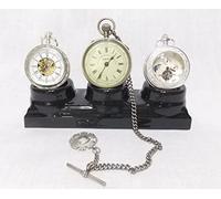 New Design Takes X Large Watches. Triple Pocket Watch Stand Rack Holder Desk top Display fob Watch Black Ceramic Three Watch Display Stand Hold 3 Pocket Watches Side by Side