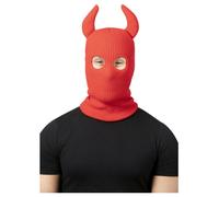 Smiffys Devil Balaclava Ski Mask, with Horns, Halloween Fancy Dress Accessory, Devil Dress Up Hats