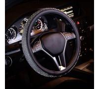 New Diamond Leather Steering Wheel Cover with Bling Bling Crystal Rhinestones, Universal Fit 14.5in-15in Car Wheel Protector for Women Girl Fit Suvs,Vans,Sedans,Car,Trucks(black)