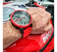 NEW DIESEL MENS WATCH DZ7370 XL 57MM RED SILICONE BRACELET & GREY DIAL GENUINE