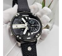 NEW DIESEL MENS WATCH MR BIG DADDY DZ7313 BLACK DIAL 57MM BLACK & LEATHER STRAP