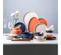 New Dinnerware Sets,Ceramics Dinner Sets, 36 Pieces Matte Glazed Porcelain Dinner Plates - Bowl/Dish/Spoon | Nordic Style Porcelain Combination Set for Restaurant,