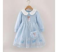 New Disney Elsa Princess Dress Baby Girls Dress Kids Dress Party Long-sleeved For Children Frozen Formal Evening Dress 3-8Y pink