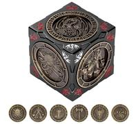New DND Spinner Dice, 7-in-1 Metal Dice Set, 3D Relief Design, DND Polyhedral Rotating Game Dice, D&D Gifts with Dragon Logo Gift Box, RPG, Role Playing Board Game Accessories, Black