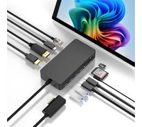 New Dock Triple Displays 4K@60Hz HDMI+USB C+DP Compatible with Surface Pro 12/11/10/9/8/X/7/6/5/4/3, Surface Laptop 7/6/5/4/3/2/1, Surface Laptop Go 3/2/1, Surface Go 4/3/2/1, Surface Book 3/2/1
