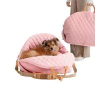 New Dog Car Seat with Safety Tether, Portable Pet Travel Bed with Non-Slip Bottom & Storage for Small to Medium Dogs, Convertible Carrier for Car and Home Commuting safety(Color:Pink)