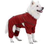 New Dog Coat Dog Warm Jacket,4 Legs Covered Waterproof Windproof Warm Vest with Reflective Strip,Adjustable Outdoor Snow Jacket,Cozy Snowsuit Outfit Clothes for Dogs Stylish an(Size:Medium,Color:red)