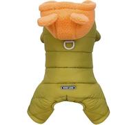 New Dog Coat Windproof Jacket Cold Weather Coats 4 Legs Warm Long Ears Jumpsuit Winter Thick Snow Proof Clothes Cotton Coat for Small Dog Medium Cat(Size:Medium (Back length: 8.7 inches),Color:Yellow)