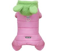 New Dog Coat Windproof Jacket Cold Weather Coats 4 Legs Warm Long Ears Jumpsuit Winter Thick Snow Proof Clothes Cotton Coat for Small Dog Medium Cat(Size:Small (Back length: 6.7 inches),Color:Pink)