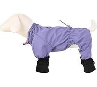 New Dog Paw Protector Rain Suit with Built - in Leash Ring, Waterproof Full - Body Pet Apparel, Easy - On/Off Jumpsuit for Walking Windproof and cold-proof, easy to clean(Size:M,Color:purple)