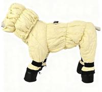New Dog Winter Coat with Boots, Full Body Snowsuit, Waterproof Warm Jacket with Detachable Hood for Small Medium Dogs Windproof and cold-proof, easy to clean(Size:S)