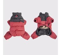 New Dog Winter Windproof Cotton Coat, Graphene Thick Four Legged Coat, Teddy Bear with Traction, Waterproof pet Warm Suit(Size:XL,Color:red)