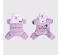 New Dog Winter Windproof Cotton Coat, Graphene Thick Four Legged Coat, Teddy Bear with Traction, Waterproof pet Warm Suit(Size:XL,Color:Purple;)