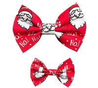 New Dogs Bow Tie Bowtie Christmas SANTA CLAUSE HO HO! RED Elastic Band attach COLLAR ACCESSORY Handmade UK (Santa HO! Medium)