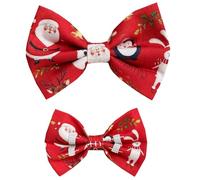 New Dogs Bow Tie Bowtie Christmas Santa, Penguin, Reindeer, SnowmanRED Elastic Band attach COLLAR ACCESSORY Handmade UK (Medium Santa Multi)