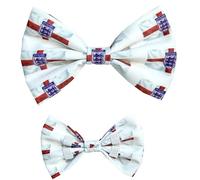 New Dogs Bow Tie Bowtie Football EURO Flag Paws England RED Elastic Band ACCESSORY Handmade UK (White flag Medium)
