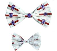 New Dogs Bow Tie Bowtie Football EURO Flag Paws England RED Elastic Band ACCESSORY Handmade UK (White flag Large)