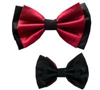 New Dogs Bow Tie Bowtie Satin double layer RED Elastic Band ACCESSORY Handmade UK (Medium Satin Red double)