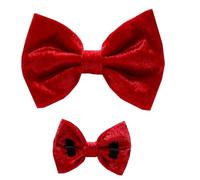 New Dogs Bow Tie Christmas Day Valentine's Day Velvet red LOVE Elastic Band attach COLLAR ACCESSORY Handmade UK (Large Velvet Red)