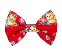 New Dogs Bow Tie EASTER carrots eggs RED Elastic Bands attached to bowtie ACCESSORY Handmade UK (Chicken SMALL)