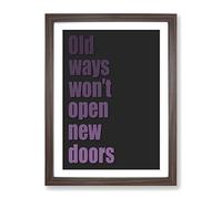 New Doors Typography Quote Framed Print | A2 Walnut Framed Wall Art | Ready to Hang | Modern Positive Affirmations Picture | Living Room Bedroom Lounge Office