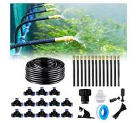 New drip Irrigation kit, Automatic Garden Watering System, Quick Connector and 360-degree Bending Dropper atomizing Copper Nozzle, Garden Plant Lawn Courtyard Watering System. (50FT)