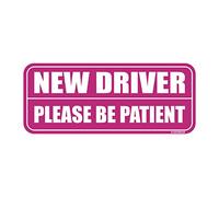New Driver Magnet_long (Pink/Pink) - Student Driver Car Magnet - Rookie or Novice Driver Magnet Reflective Bumper Safety Sign - Please Be Patient Warning Vehicle (1 Pack)