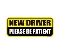 New Driver Magnet - Yellow/Black Student Driver Bumper Sign - Please Be Patient Warning (1 Pack)