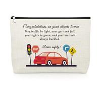 New Driver Makeup Bag Passing Driving Test Gifts for Women Cosmetic Bag Graduation Gift for Daughter Sister New Car Owner Christmas Birthday Present for Driver Car Owner License Travel Pouch