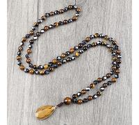 New Drop Pendant 108 Beads Necklace Irregular Hematite Tiger Eye Stone Health Protection Men Long Necklaces Women Yoga Jewelry,Necklace