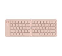 New Dual-fold Portable mini Wireless Bluetooth Keyboard, Comes with a Phone Stand, Magnetic Sensor, Suitable for Mobile Phones, Tablets and laptops for Office use. (Pink)