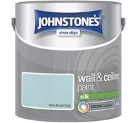 New Duck Egg Johnstone’s Wall & Ceiling Silk Paint 2.5L - Smooth Silk Finish, Excellent Coverage, Quick Dry, Low Odour Interior Paint for Walls & Ceilings