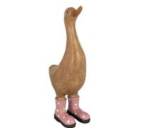 New Duck in Wellingtons Ornament Wearing Pink Polka Boots, A Fun and Quirky Creature to Add to Your Home Decor, Perfect for Displaying Around Entrance ways and Windows.
