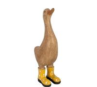 New Duck in Wellingtons Ornament Wearing Yellow Polka Boots, A Fun and Quirky Creature to Add to Your Home Decor, Perfect for Displaying Around Entrance ways and Windows.