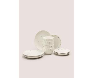 New Durable and Stylish 12 Piece Cream Bee & Daisy Print Dinner Set Dishwasher and Microwave Safe Set Ensuring That Your Dining Table is Always Dressed to Impress - T38