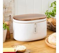 New Durable Stoneware Retro Design Cream Speckled Hang Tag Bread Bin Keeping Your Bread Fresh And Your Kitchen Organized Adds a Vintage Touch To Your kitchen Decor - M04