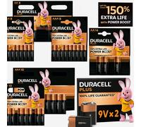 NEW Duracell PLUS POWER BOOST AA, AAA, 9V Alkaline Batteries Longest Expiry UK