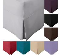 New Easy Care Plain Dye Fitted Valance Sheet Double Bed T180 Extra Deep Pleated Valance Fitted Bed Sheets No Iron Polycotton 10" Box and 16" Frill Base Bed Skirt, Black